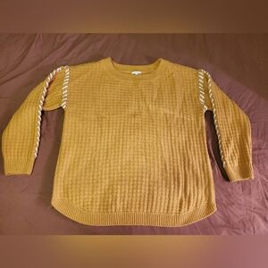 B2G1F Kate And Sam XL Mustard Yellow Sweater with White Accents